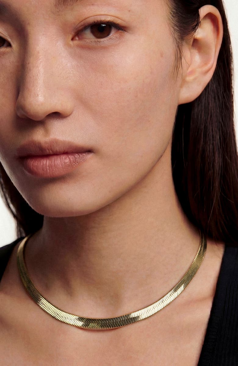 st. Moran Cora Herringbone Chain Necklace, Alternate, color, Gold