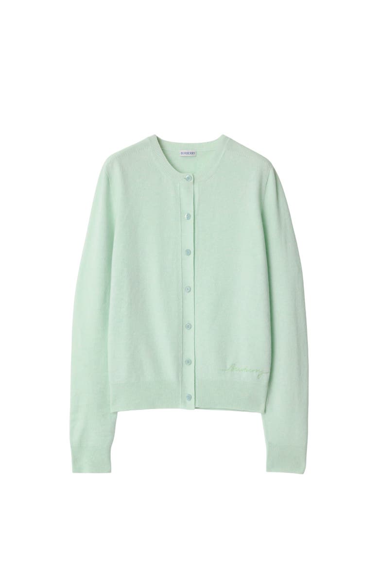 Burberry Cashmere Blend Cardigan, Alternate, color, Pale Mint