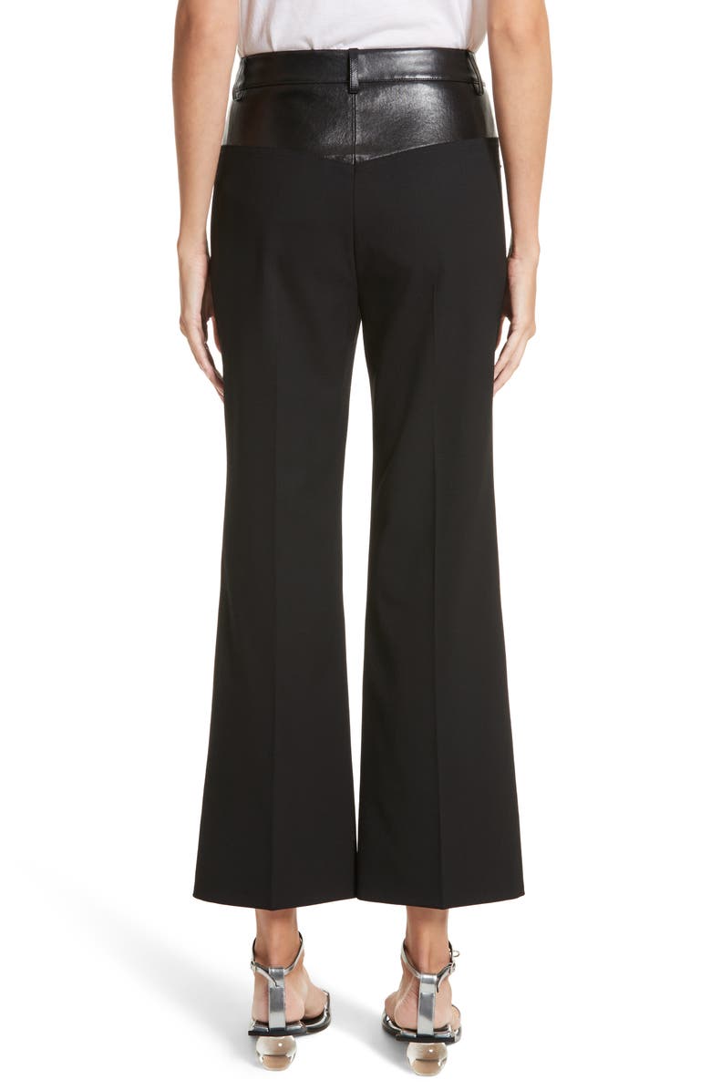 Helmut Lang Textured Suiting & Leather Garter Flare Pants, Alternate, color, 