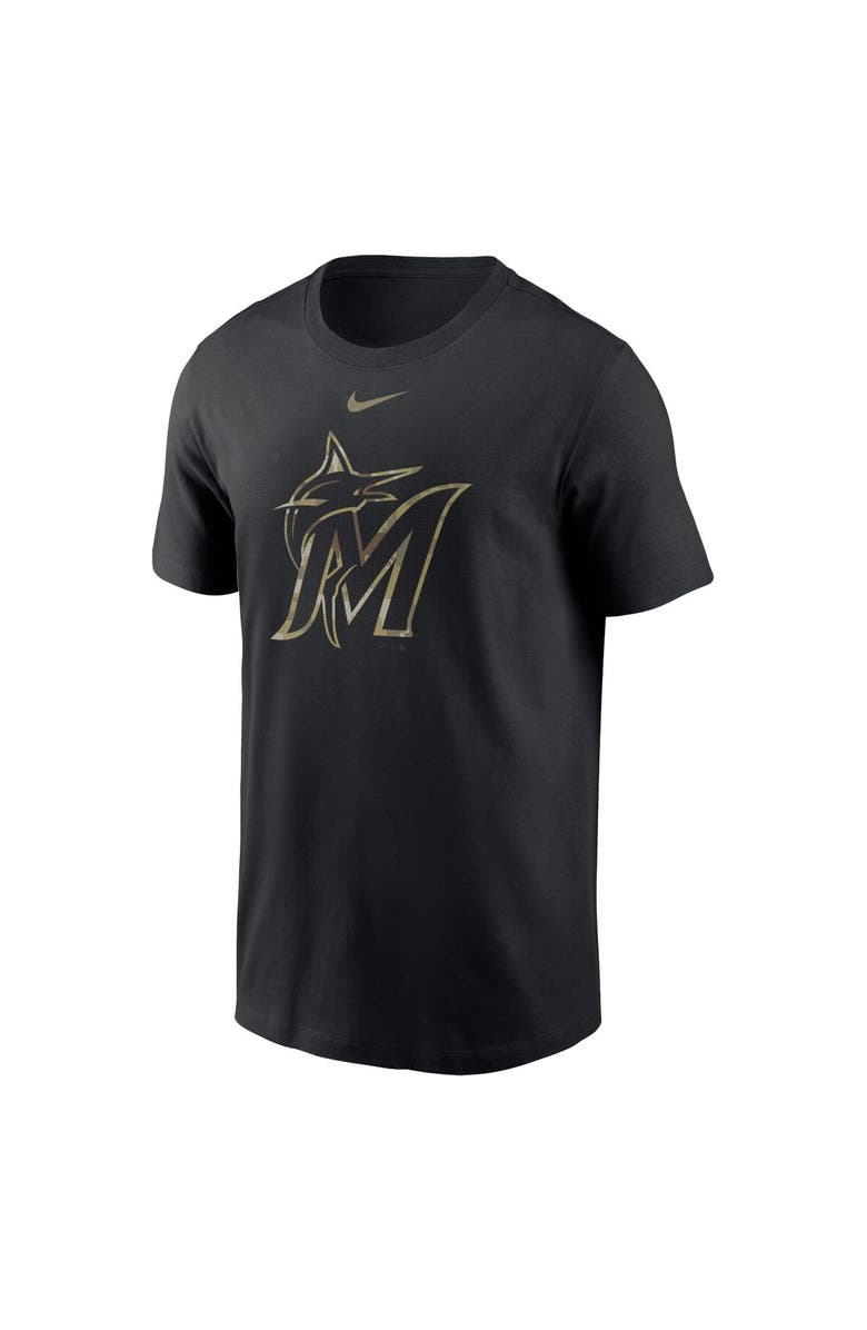 Nike Men's Nike Black Miami Marlins Camo Logo Team T-Shirt, Alternate, color, 