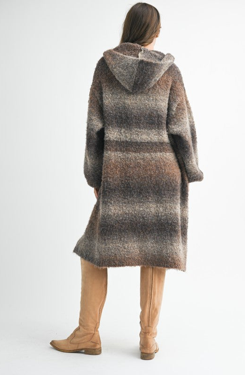 Knit and Lounge Longline Ombre Brushed Knit Relaxed Silhouette Coat, Alternate, color, Ombre Gray