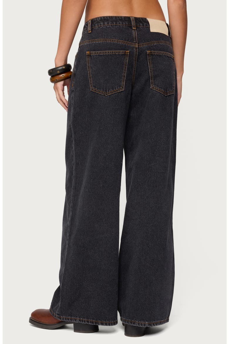 Contrast Stitch Low Rise Wide Leg Jeans, Alternate, color, BLACK-WASHED