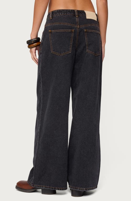 Edikted Contrast Stitch Low Rise Wide Leg Jeans In Black