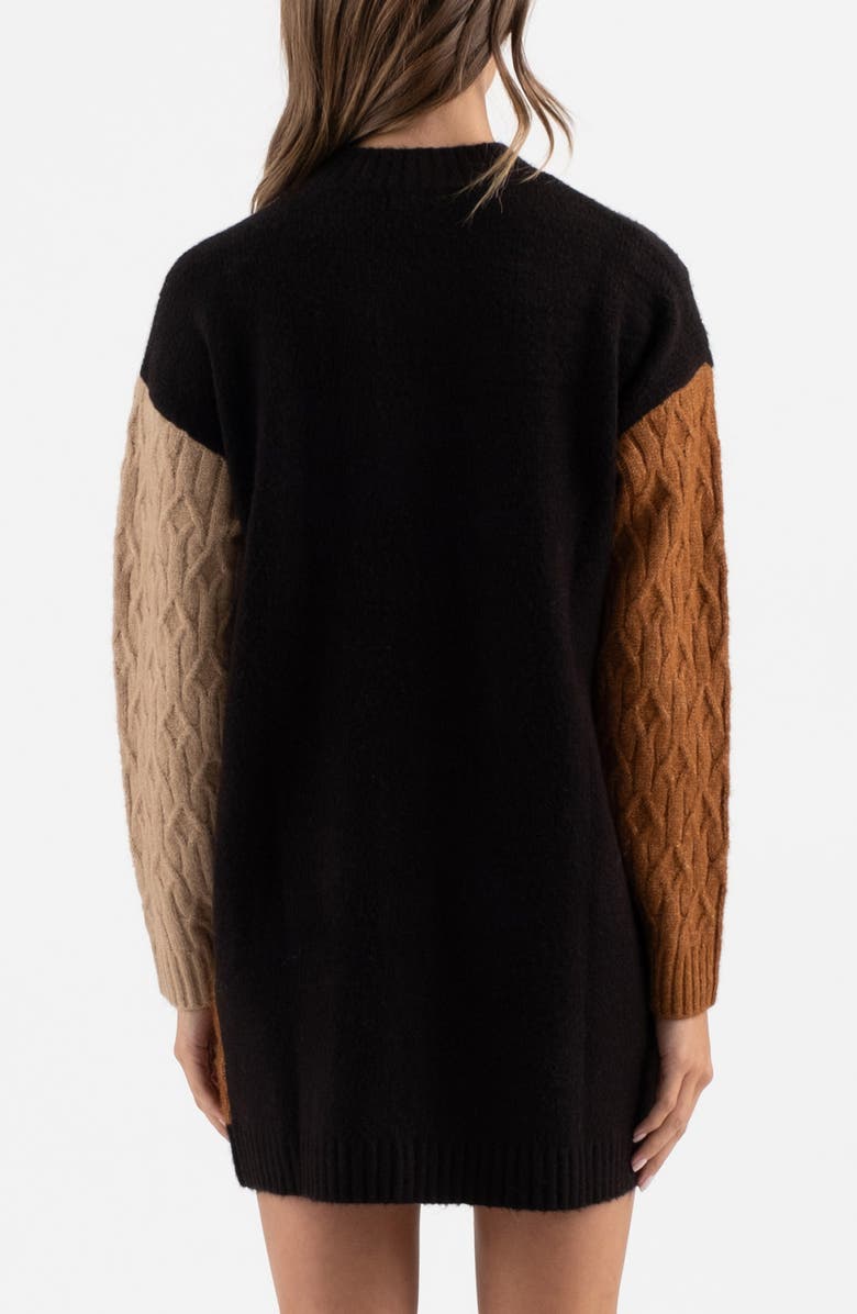 Blu Pepper Colorblock Long Sleeve Sweater Dress, Alternate, color, Black Multi