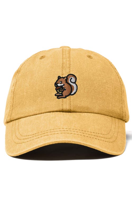 Dalix Squirrel Embroidered Outdoor Cap In Washed Gold