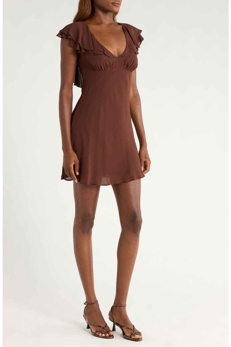 Arni Cap Sleeve Empire Waist Minidress, Alternate, color, CAFE