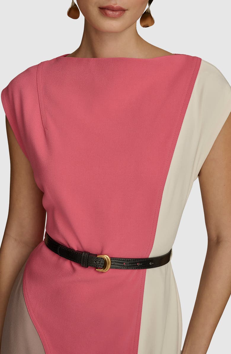Donna Karan New York Colorblock Sheath Dress, Alternate, color, Rose Quartz/ Mink/ Pristinee