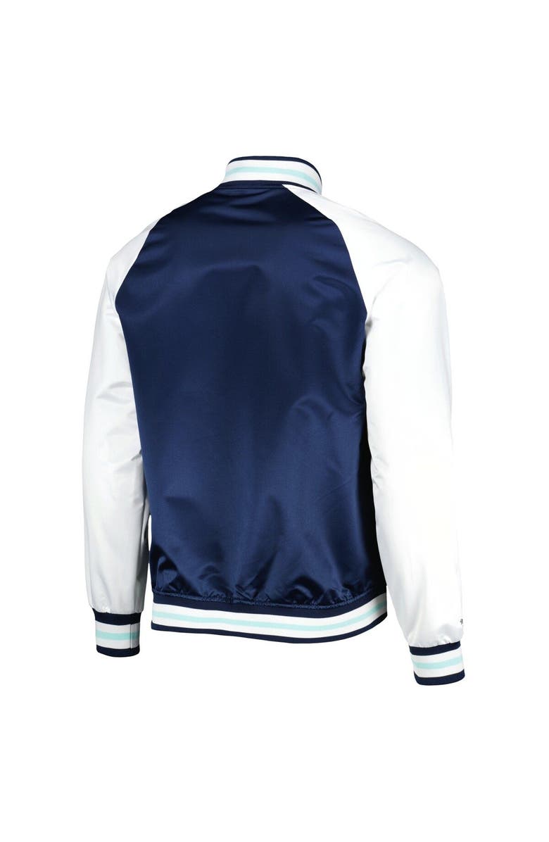 Mitchell & Ness Men's Mitchell & Ness Deep Sea Blue/White Seattle Kraken Primetime Raglan Satin Full-Snap Jacket, Alternate, color, Navy