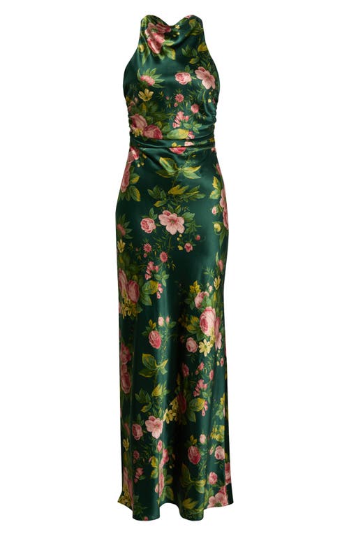 Reformation Anaiis Silk High Neck Maxi Dress In Green