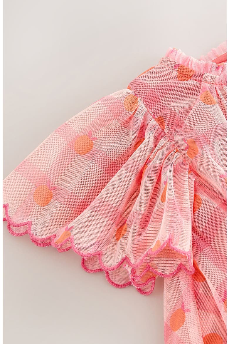 Kids' Check Mesh Party Dress, Alternate, color, PINK/ ORANGE