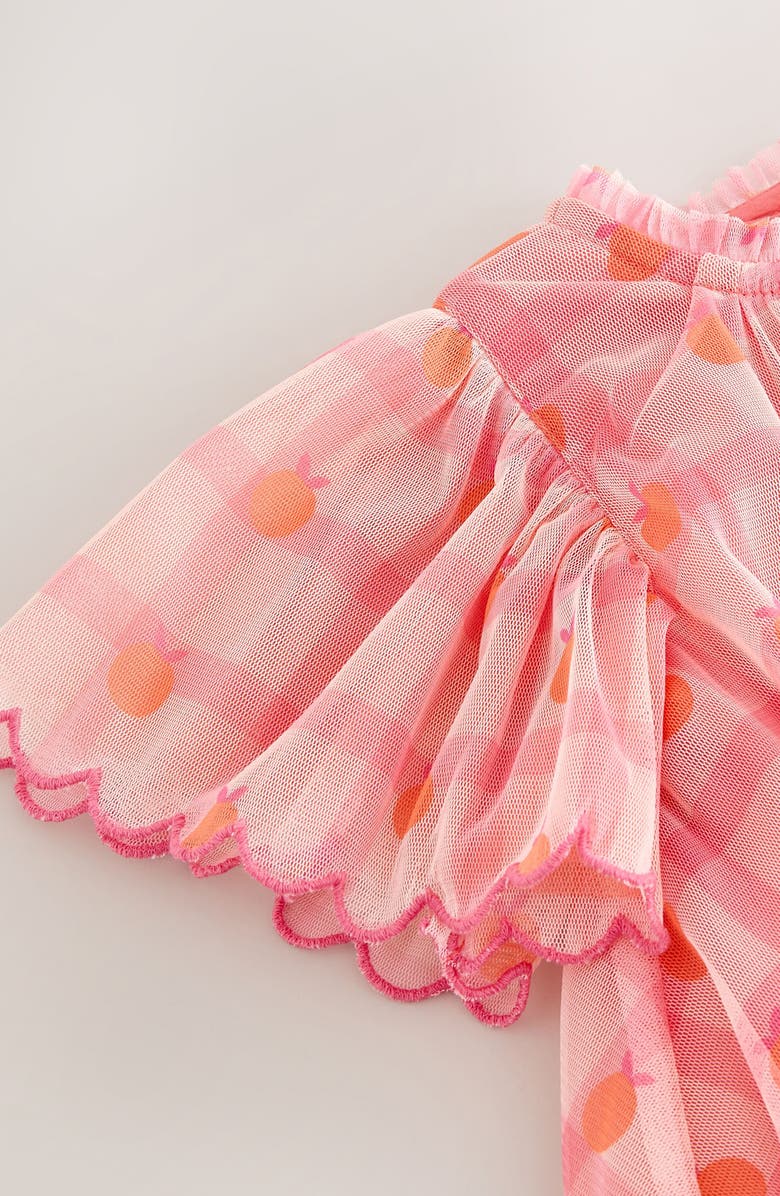 NEXT Kids' Check Mesh Party Dress, Alternate, color, Pink/ Orange