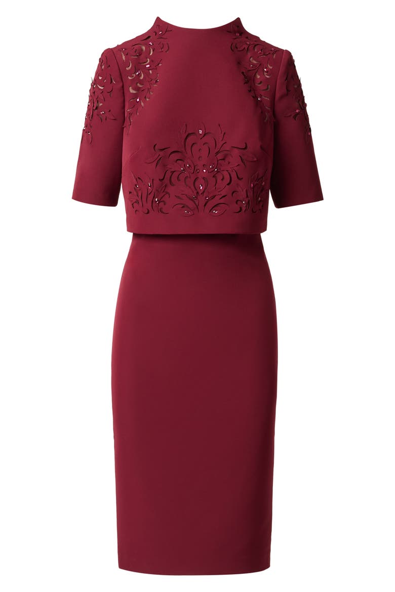 Cutout Stretch Crepe Popover Sheath Dress, Alternate, color, MAHOGANY