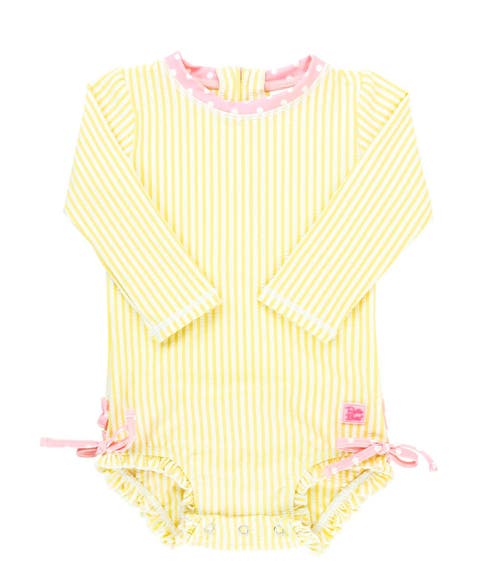 Girls Seersucker Long Sleeve UPF50+ One Piece Rash Guard