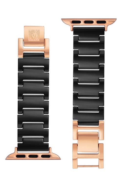 Anne Klein Ceramic & Stainless Steel 12.7mm Apple Watch® Watchband In Rose Gold/black