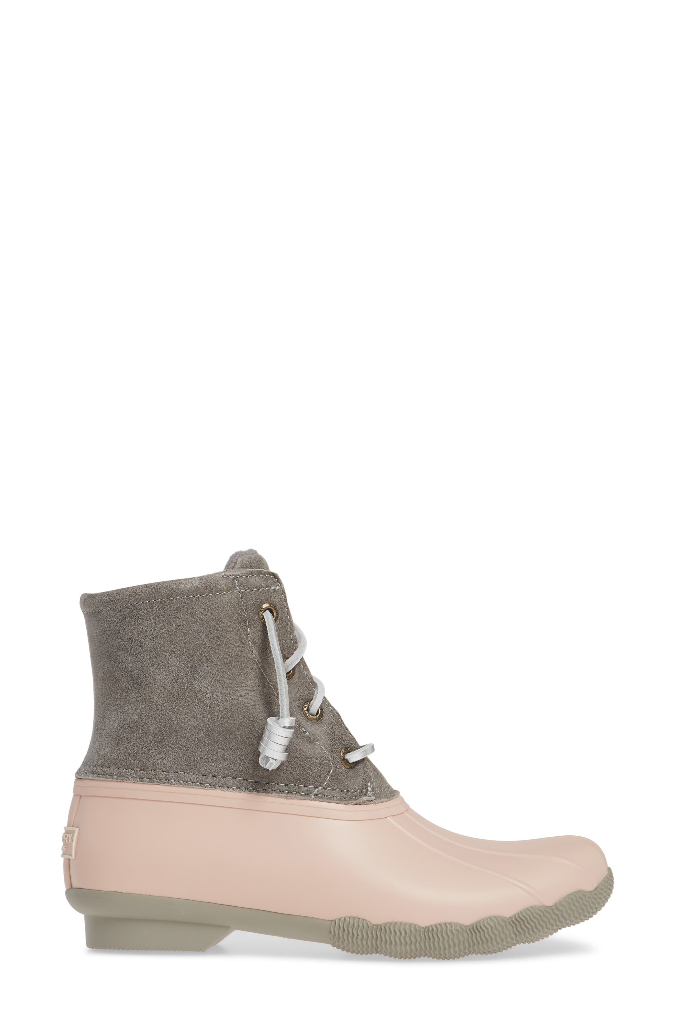 Saltwater Rain Boot, Alternate, color, GREY/ ROSE LEATHER