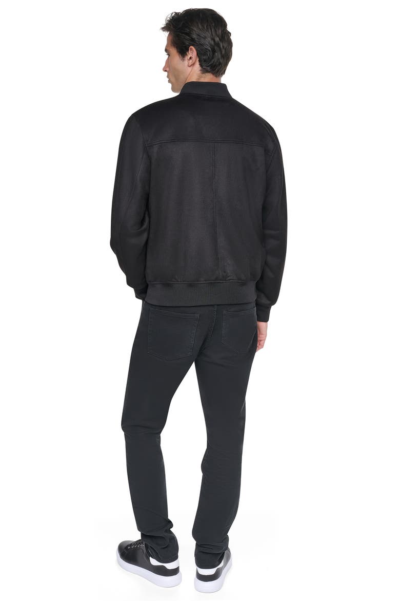 Faux Suede Bomber Jacket, Alternate, color, BLACK