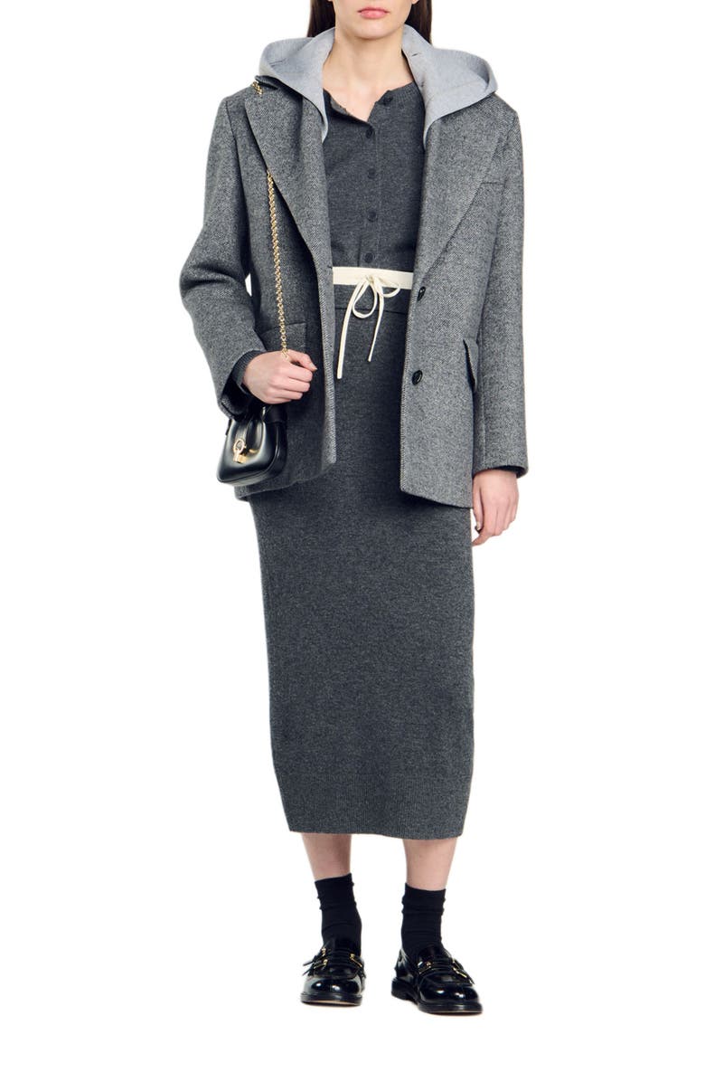 SANDRO Long double waistband skirt, Alternate, color, 