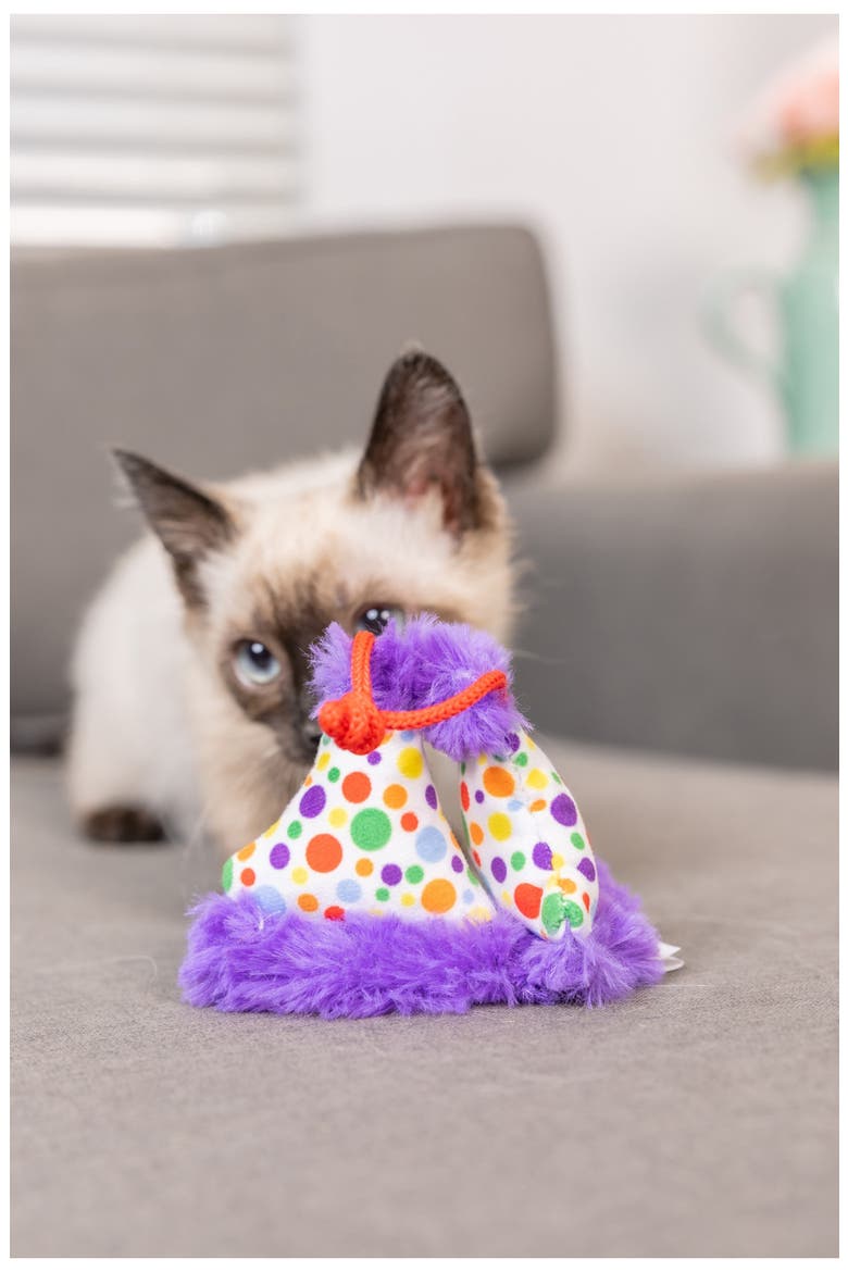 2-Pack Cat Party Hat Toys, Alternate, color, PURPLE