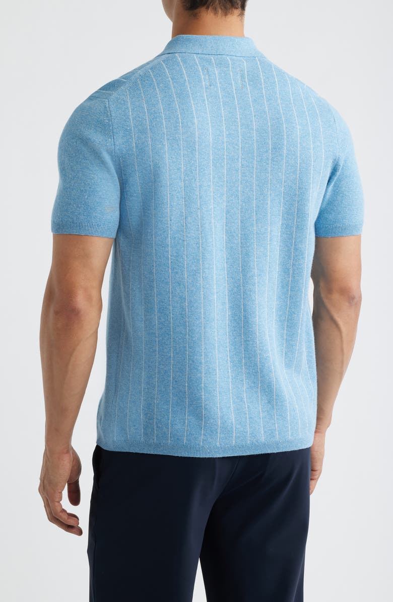 Reigning Champ Piazza Stripe Cotton & Linen Blend Button-Up Shirt, Alternate, color, Gulf-Ivory