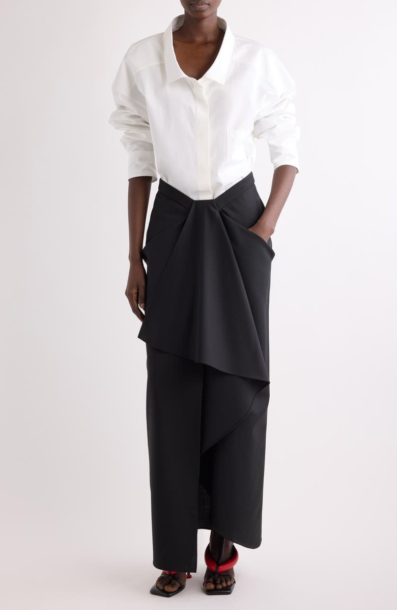 Givenchy Draped Wool & Mohair Column Skirt, Alternate, color, Black