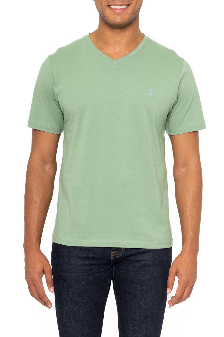 Montpellier V-Neck Cotton T-Shirt, Main, color, GREEN