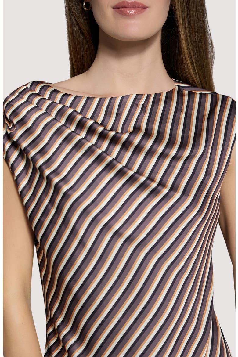 Chelsea Lane Stripe Satin Midi Dress, Alternate, color, BROWN-MULTI