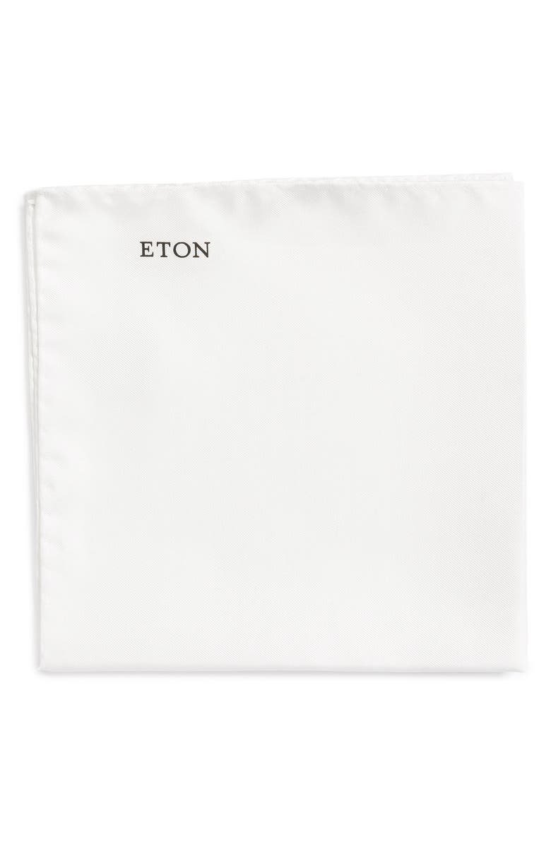 Eton Silk Pocket Square, Main, color, White
