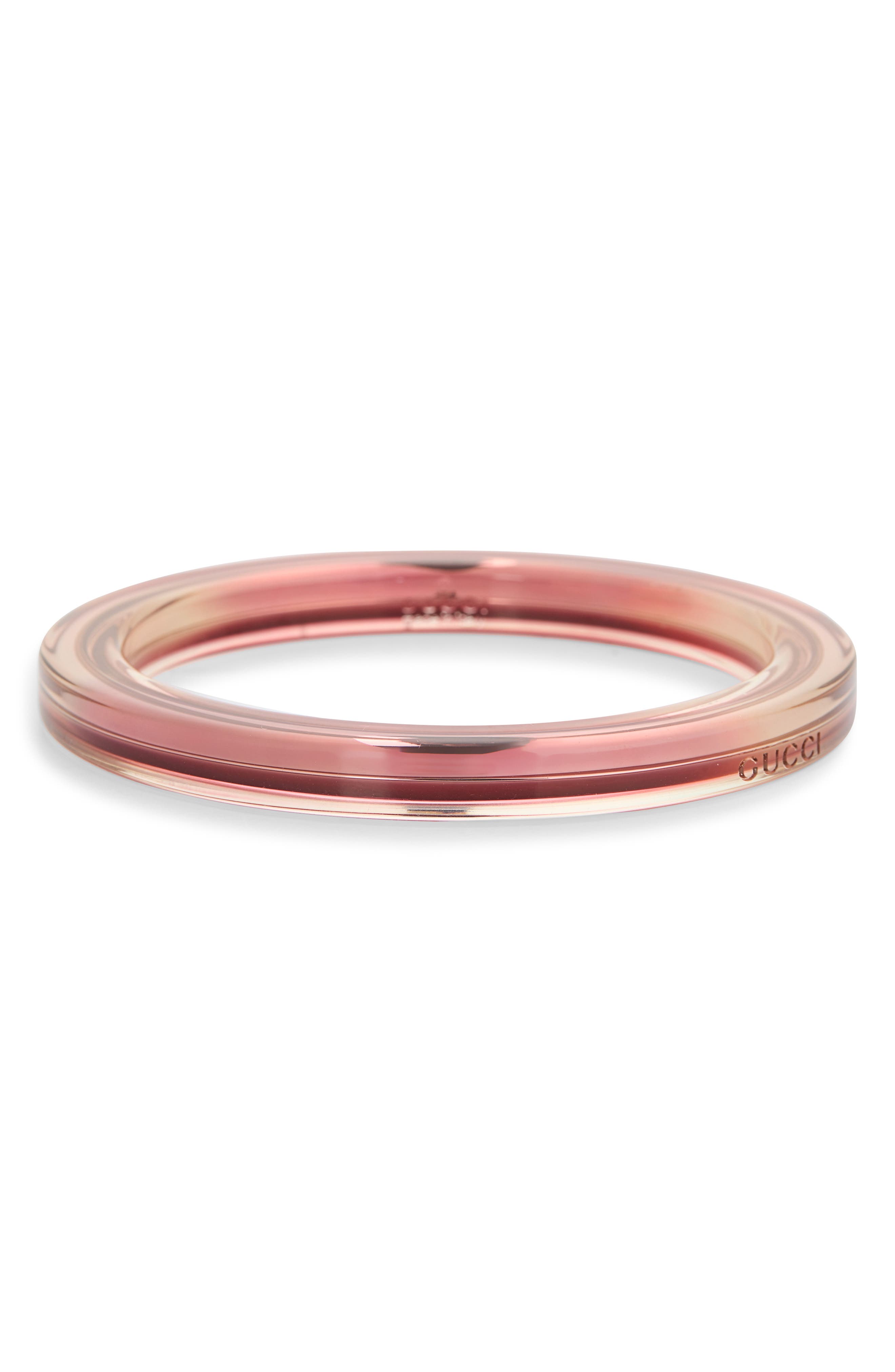 Gucci Metal and Plexiglass Pink Thin Bangle Bracelet
