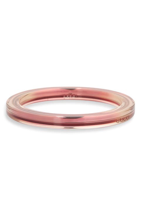 Metal and Plexiglass Pink Thin Bangle Bracelet