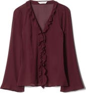 & Other Stories Ruffle Slit Front Semisheer Top