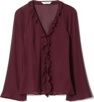 & Other Stories Ruffle Slit Front Semisheer Top