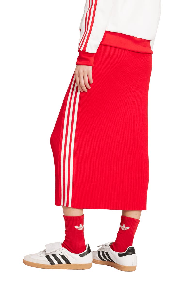 3-Stripes Midi Skirt, Alternate, color, BETTER SCARLET