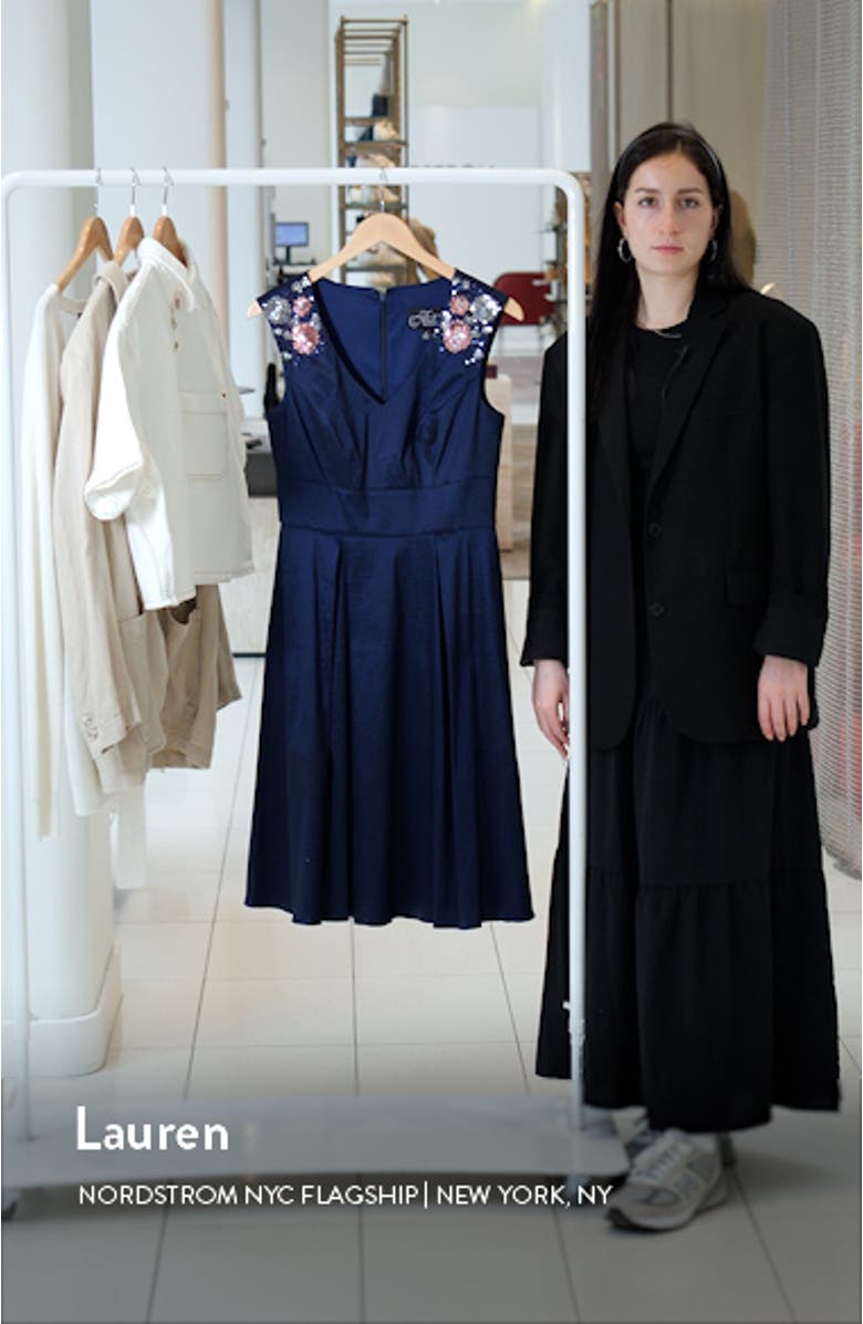 Floral Sequin Shoulder A-Line Dress, sales video thumbnail