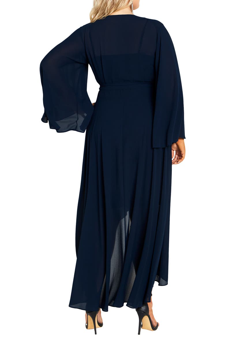 Fleetwood Long Sleeve Chiffon Wrap Dress, Alternate, color, TRUE NAVY