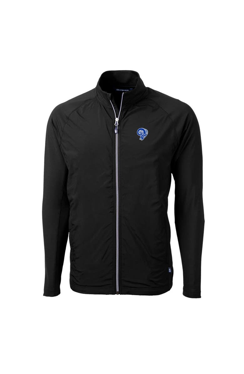 Cutter & Buck Men's Cutter & Buck Black Los Angeles Rams Adapt Eco Knit Hybrid Recycled Big & Tall Full-Zip Throwback Jacket, Alternate, color, Black