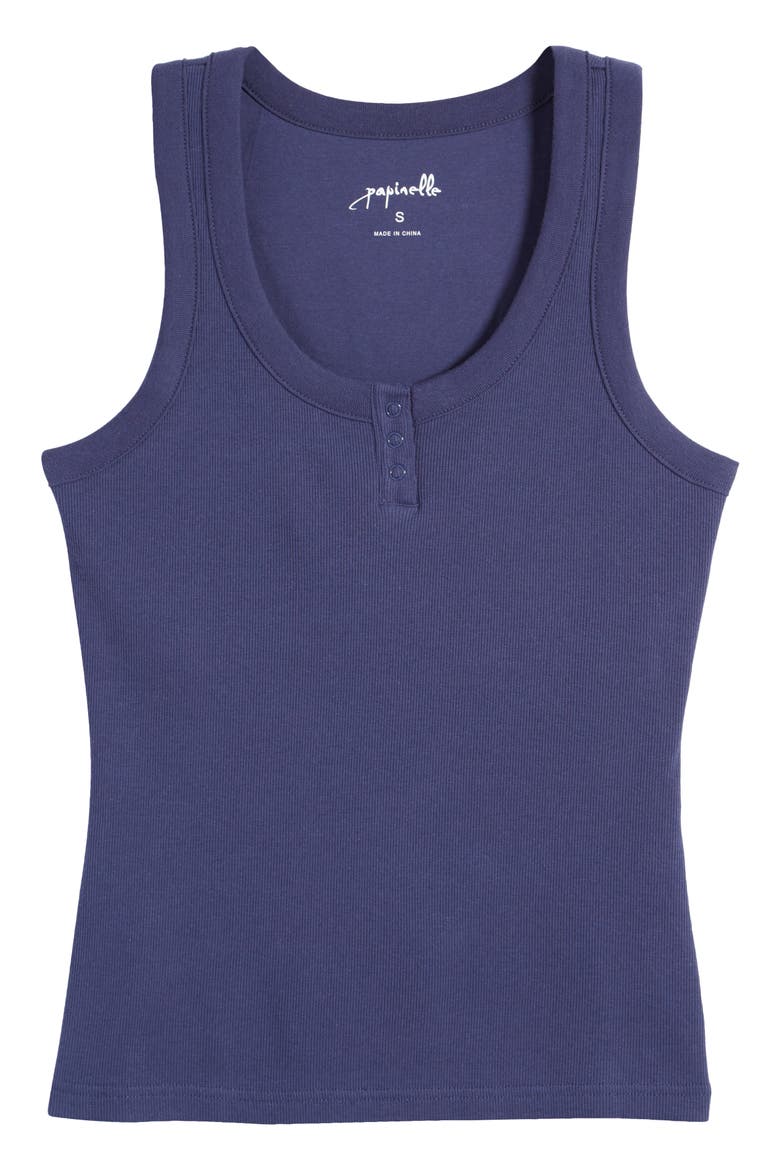 Milla Rib Shelf Bra Henley Tank, Alternate, color, NAVY