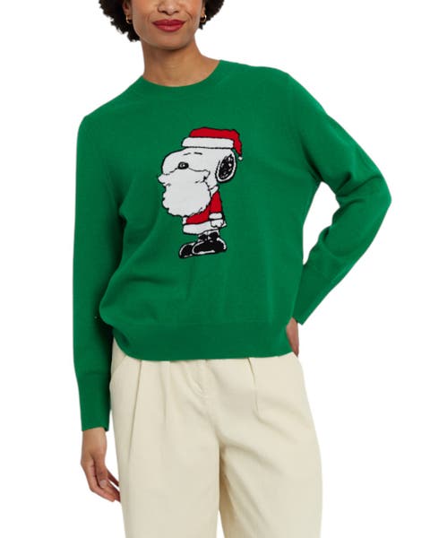 Wool-Cashmere Snoopy Santa Sweater