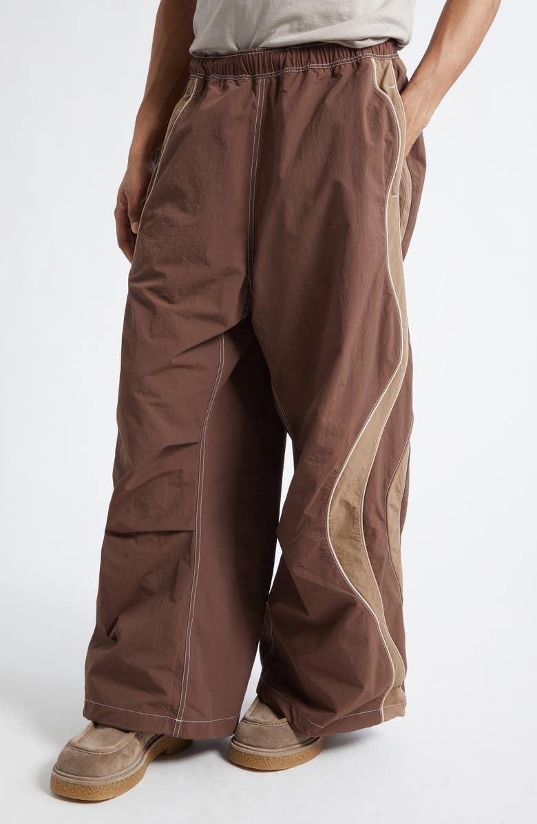 ERL Gender Inclusive UFO Nylon Wide Leg Track Pants, Alternate, color, Brown