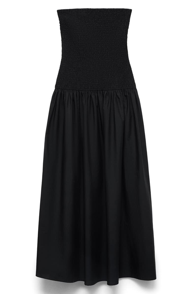 MANGO TEEN Strapless Maxi Dress, Main, color, Black