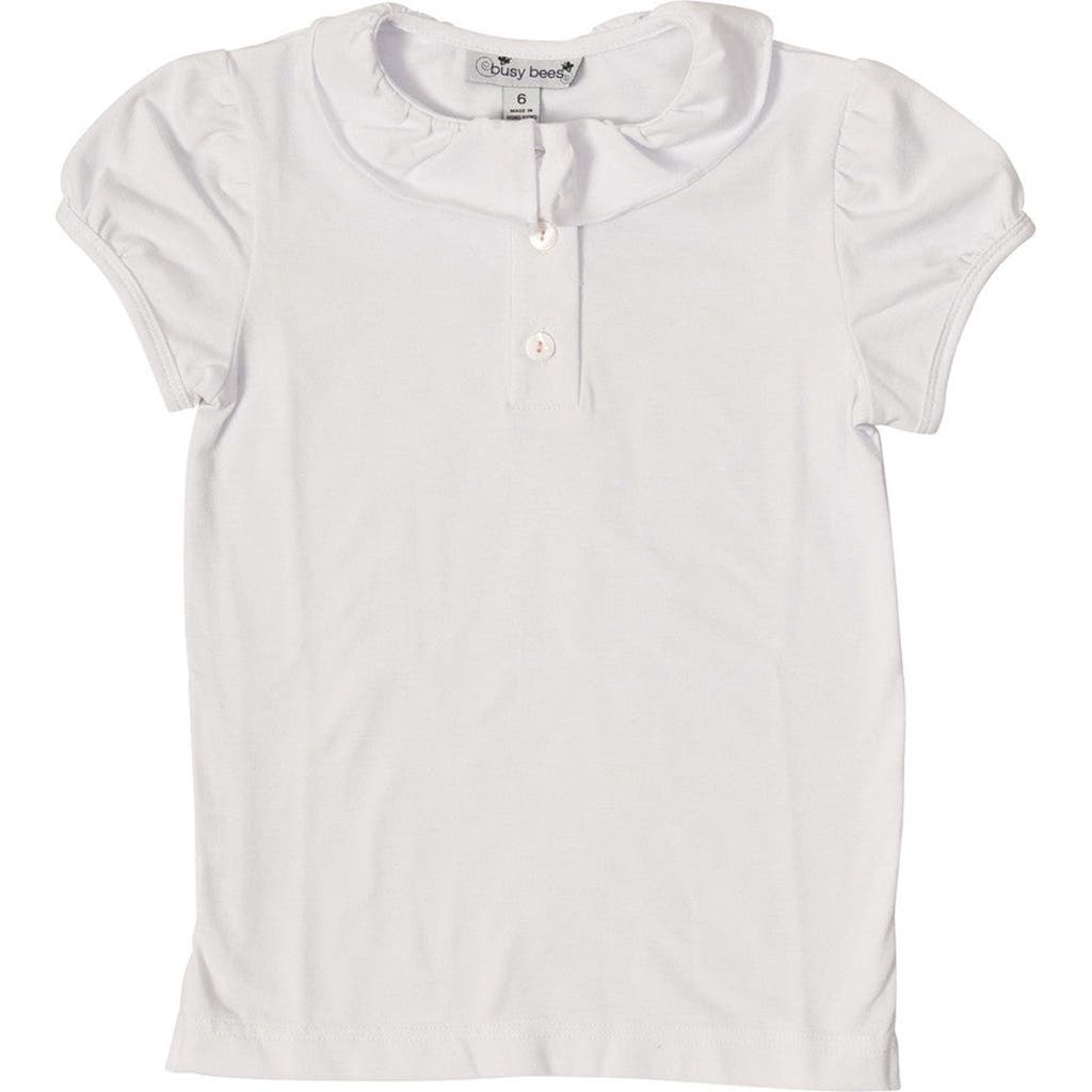 Busy Bees Eliza Ruffle Knit Polo in White  product
