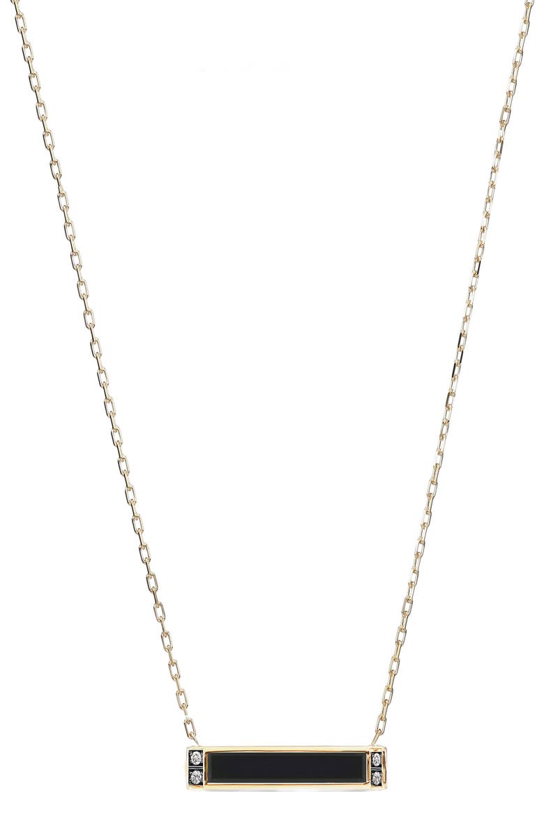 Otto Onyx & Pavé Diamond Pendant Necklace, Main, color, YELLOW GOLD