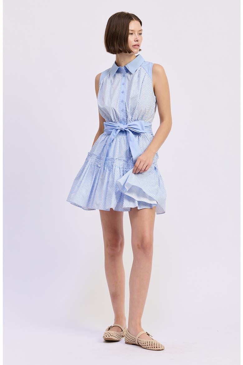 Christabel Stripe Cotton Fit & Flare Shirtdress, Alternate, color, LIGHT BLUE WHITE