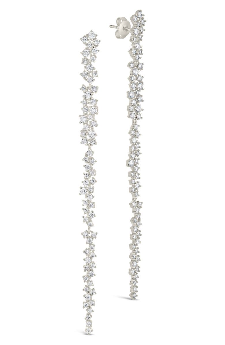 Sterling Forever Audrina Cubic Zirconia Linear Drop Earrings, Main, color,