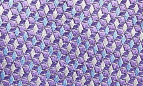 David Donahue Geometric Silk Tie In Purple