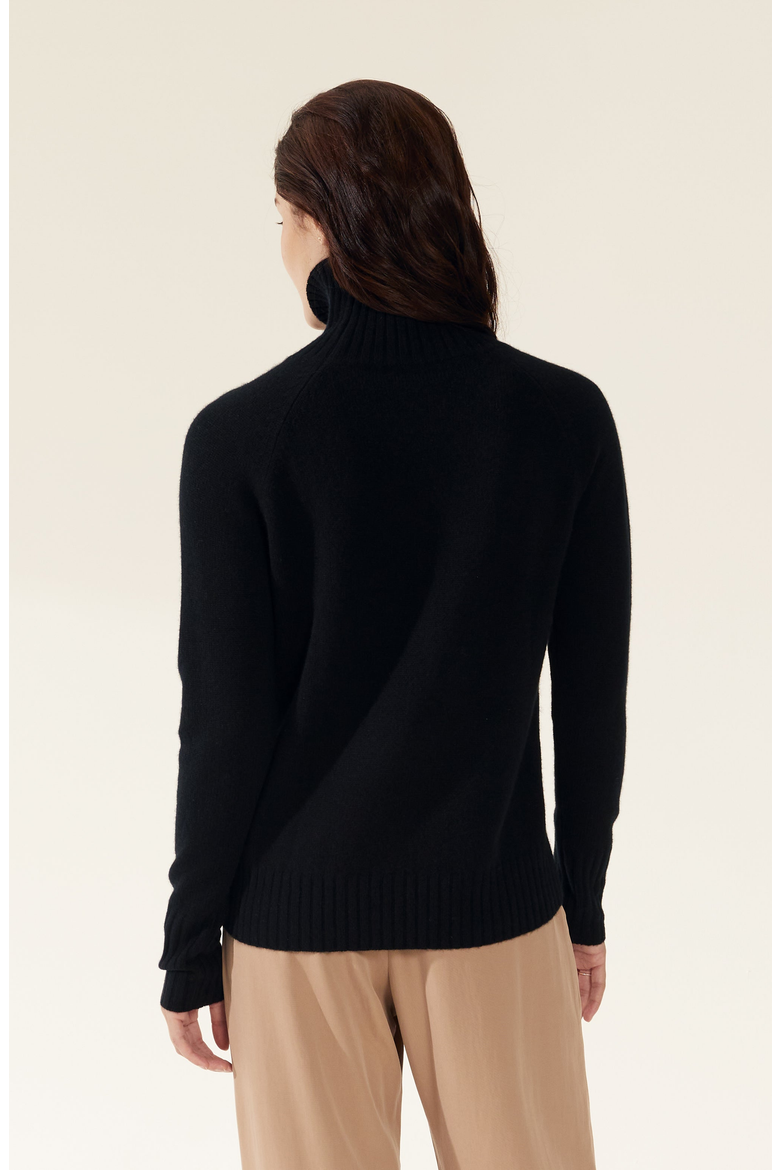 Emma Cashmere Relaxed Turtleneck Sweater, Alternate, color, Black
