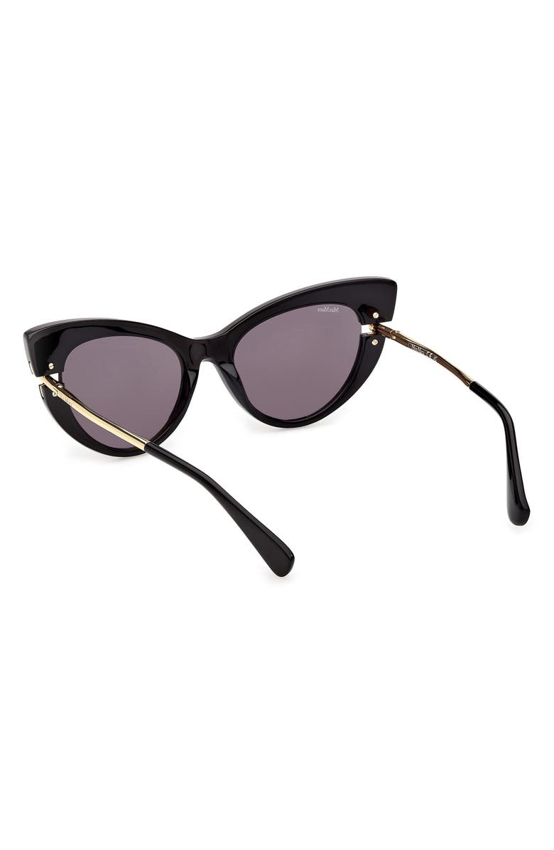 Max Mara 56mm Cat Eye Sunglasses, Alternate, color, Shiny Black Gold / Smoke