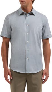 Bugatchi Miles OoohCotton® Geo Print Short Sleeve Button-Up Shirt