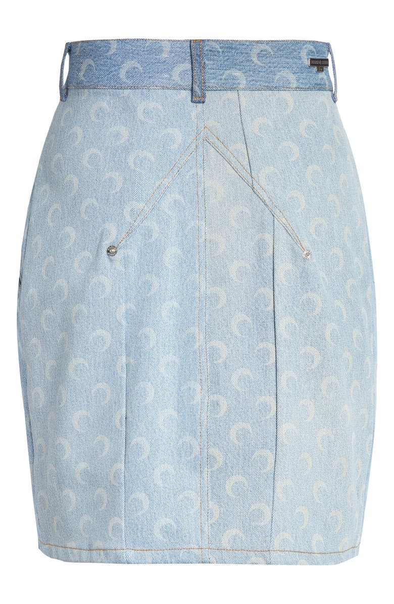 Marine Serre Moon Print Denim Miniskirt, Alternate, color, 