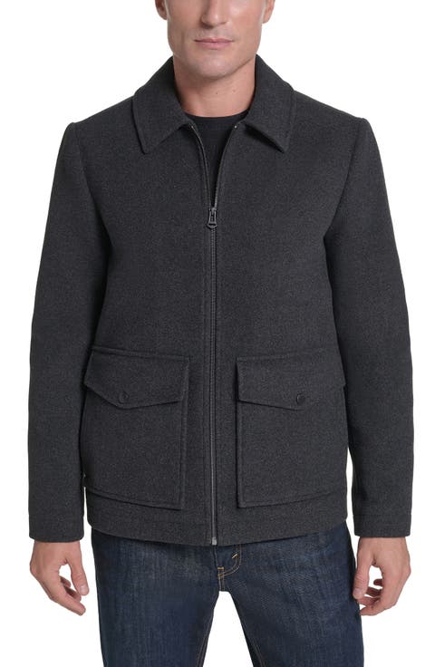 Wool Blend Zip Front Jacket