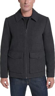 Cole Haan Wool Blend Zip Front Jacket